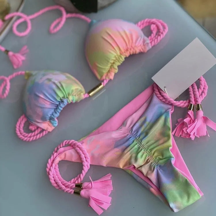 Biquíni de Cordas em Cores Vibrantes