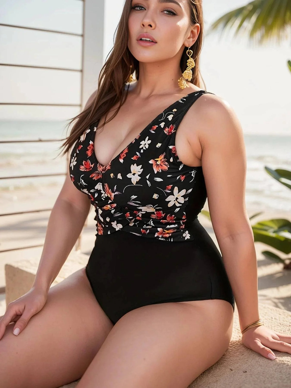 Maiô Gola V Floral Plus Size