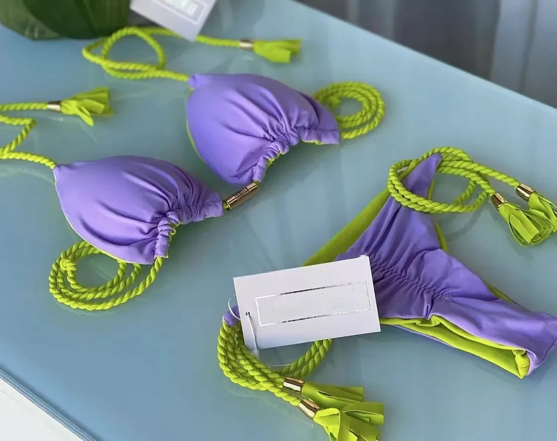 Biquíni de Cordas em Cores Vibrantes