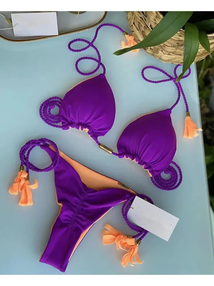 Biquíni de Cordas em Cores Vibrantes